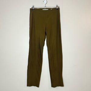 Vince XS Flat Front Stretchy Ankle Cropped Trouser Dress Casual Pant Green Brown